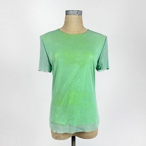 Vintage Vivienne Tam Neon Top Short Sleeve Green Metallic Mesh